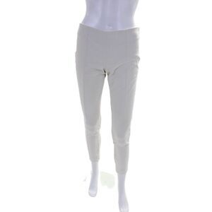 Blue Les Copains Womens Side Zip Mid Rise Straight Leg Pants White Cotton IT 40